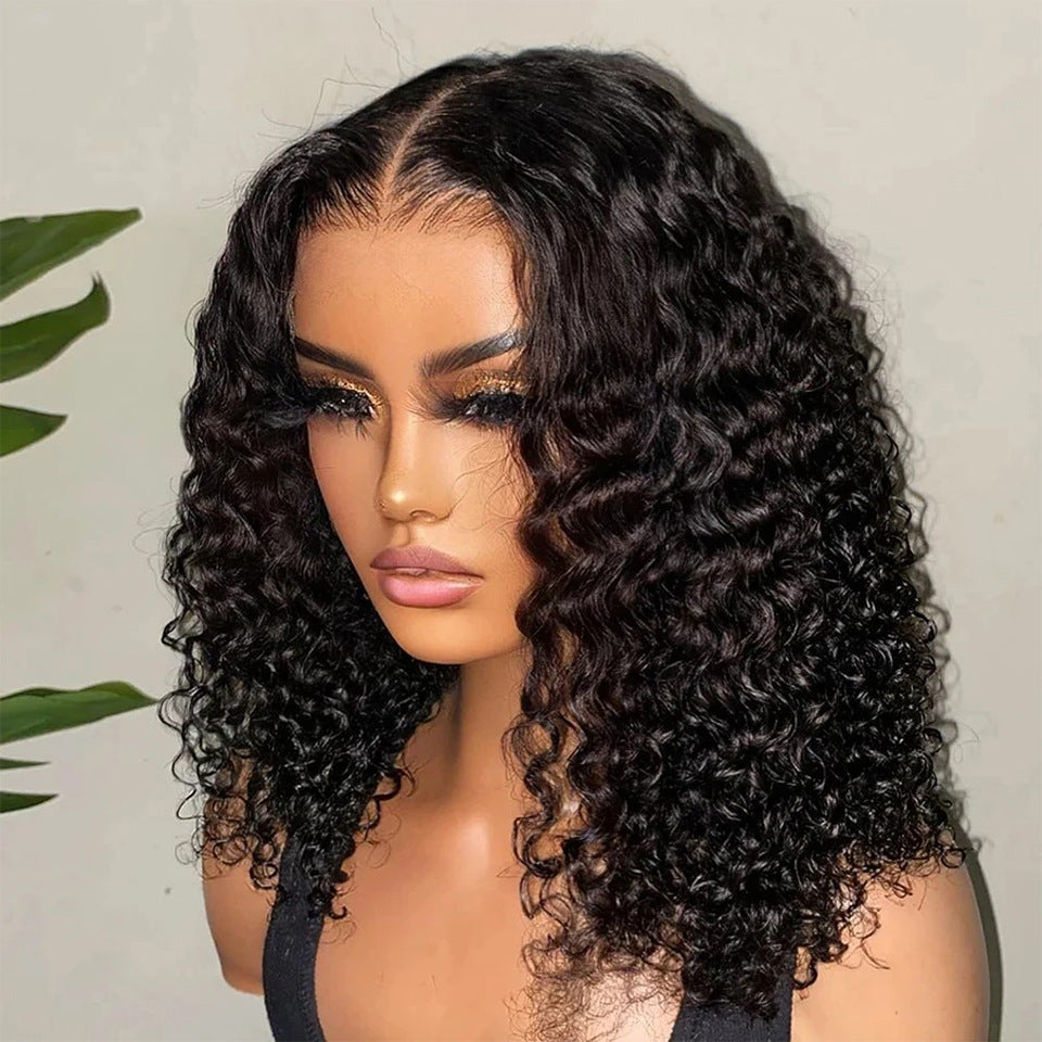 13x4 front lace deep curve bob wig human hair wig lace front