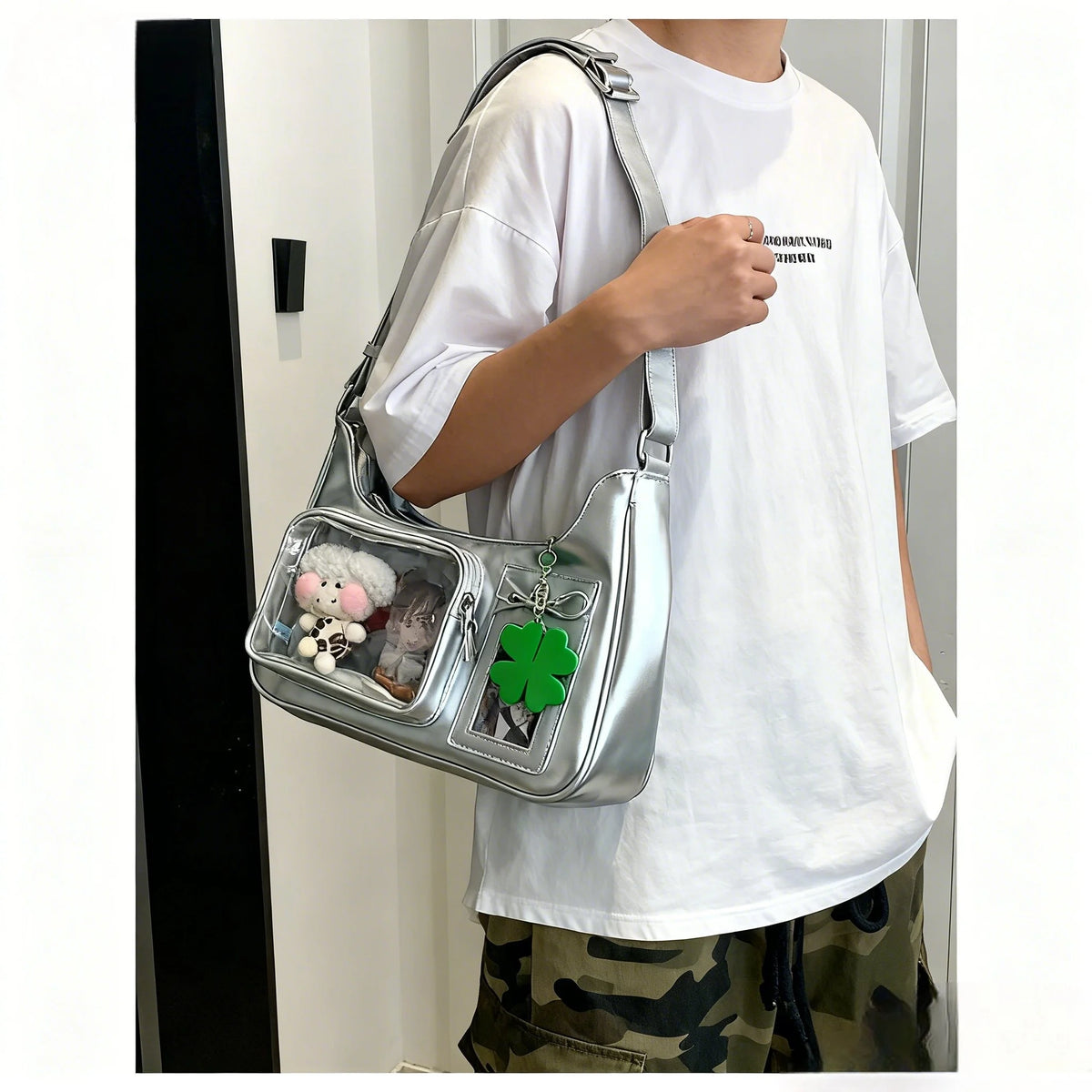 Y2K Harajuku Transparent Ita Shoulder Bag – Korean Preppy Crossbody Purse