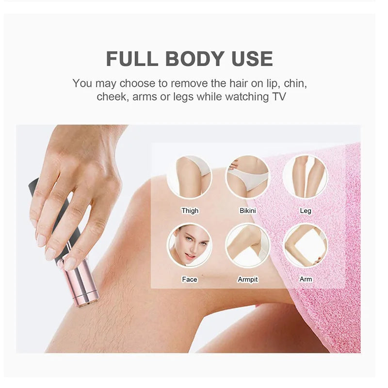 Electric Facial Hair Removal Epilator – Painless Eyebrow & Bikini Trimmer for Women