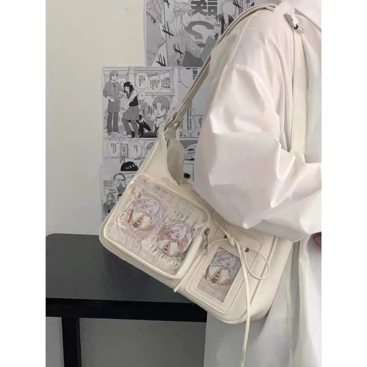 Y2K Harajuku Transparent Ita Shoulder Bag – Korean Preppy Crossbody Purse