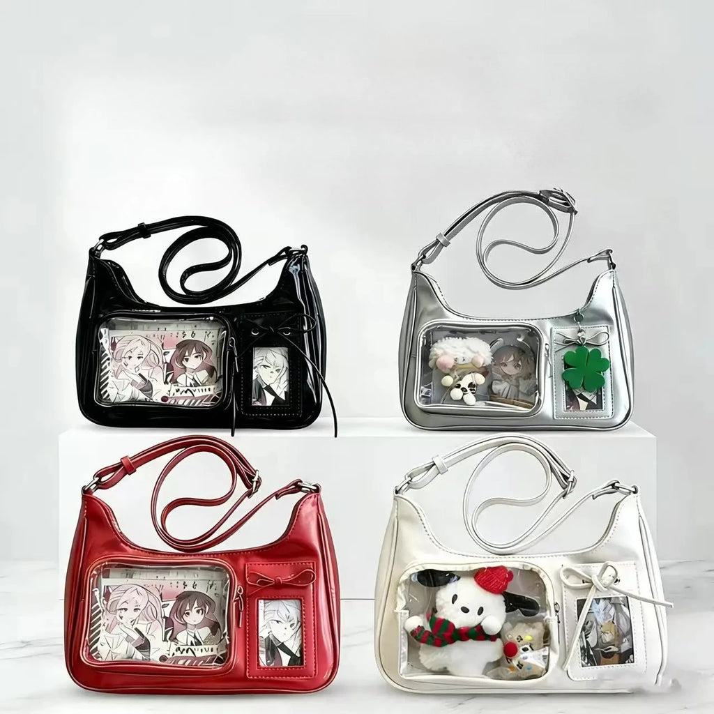 Y2K Harajuku Transparent Ita Shoulder Bag – Korean Preppy Crossbody Purse