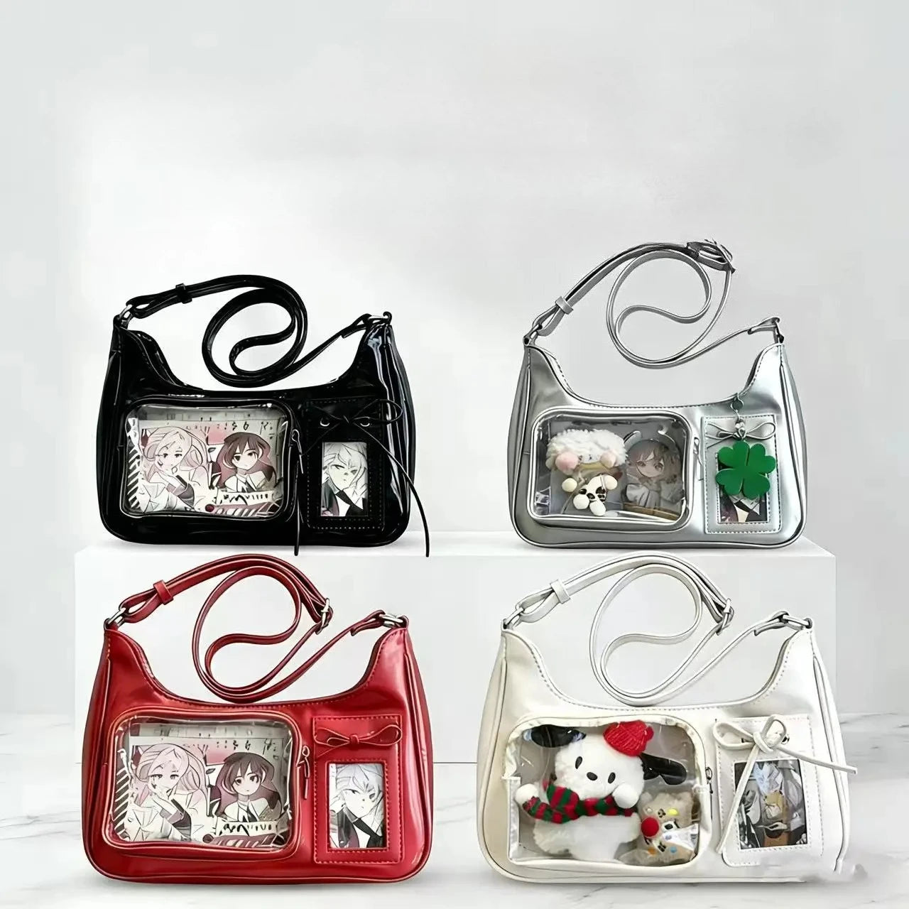 Y2K Harajuku Transparent Ita Shoulder Bag – Korean Preppy Crossbody Purse