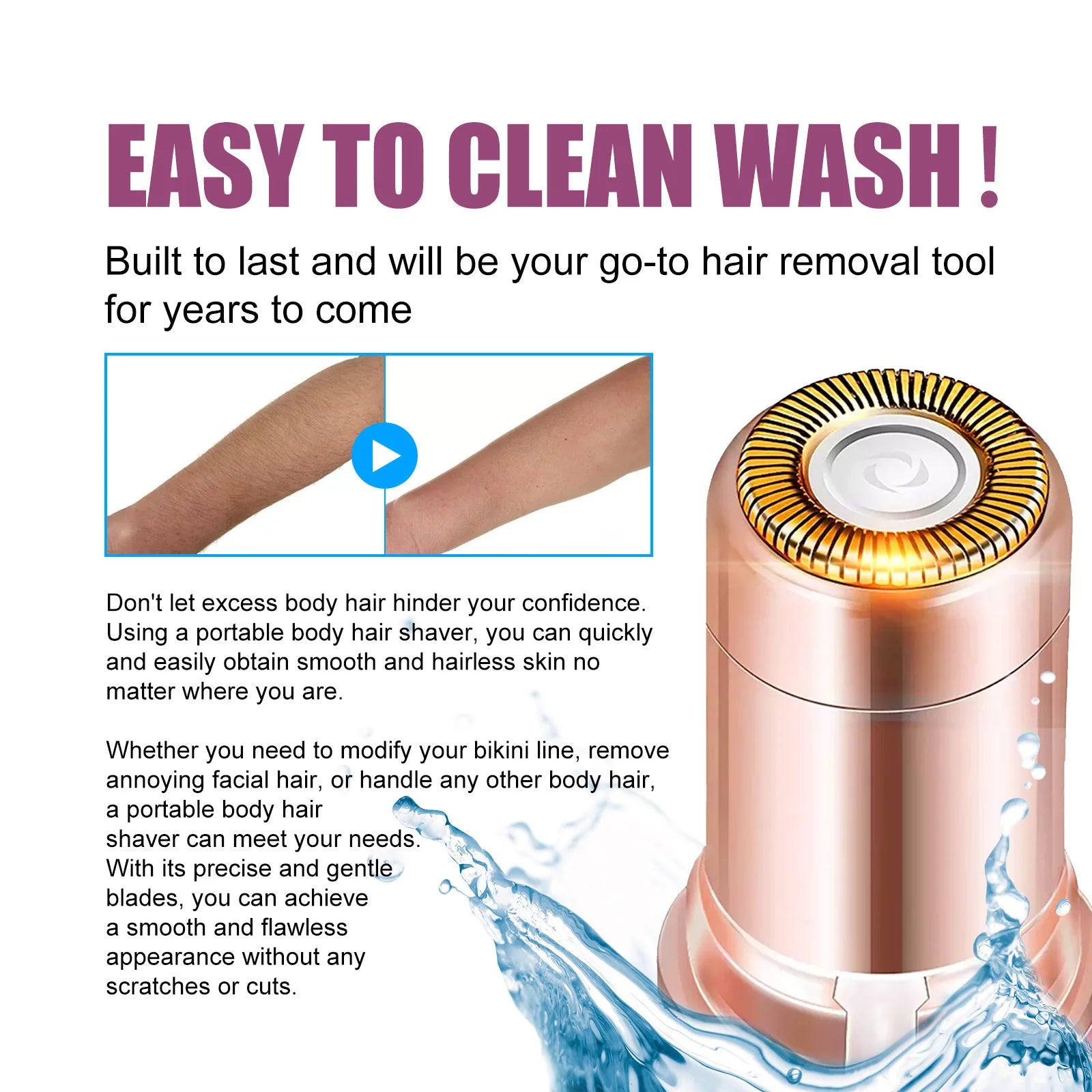 Electric Facial Hair Removal Epilator – Painless Eyebrow & Bikini Trimmer for Women