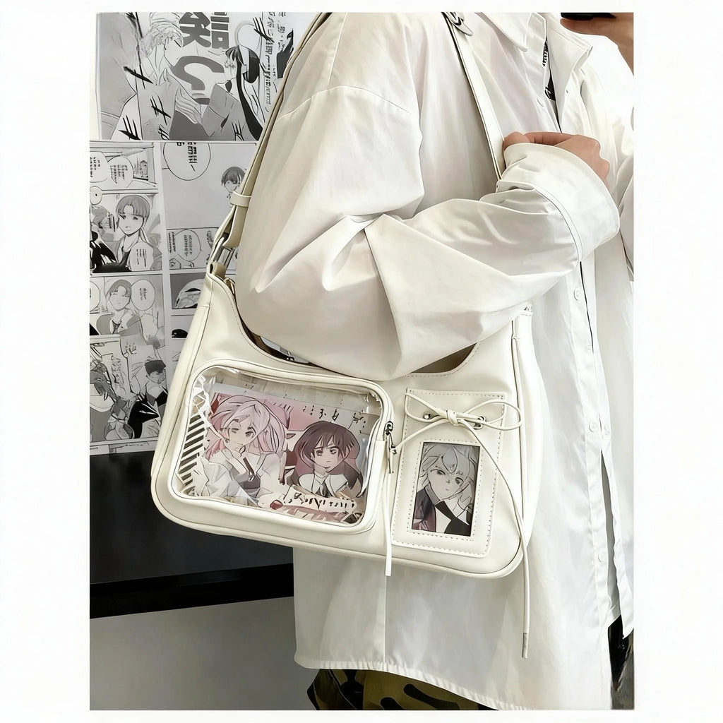Y2K Harajuku Transparent Ita Shoulder Bag – Korean Preppy Crossbody Purse