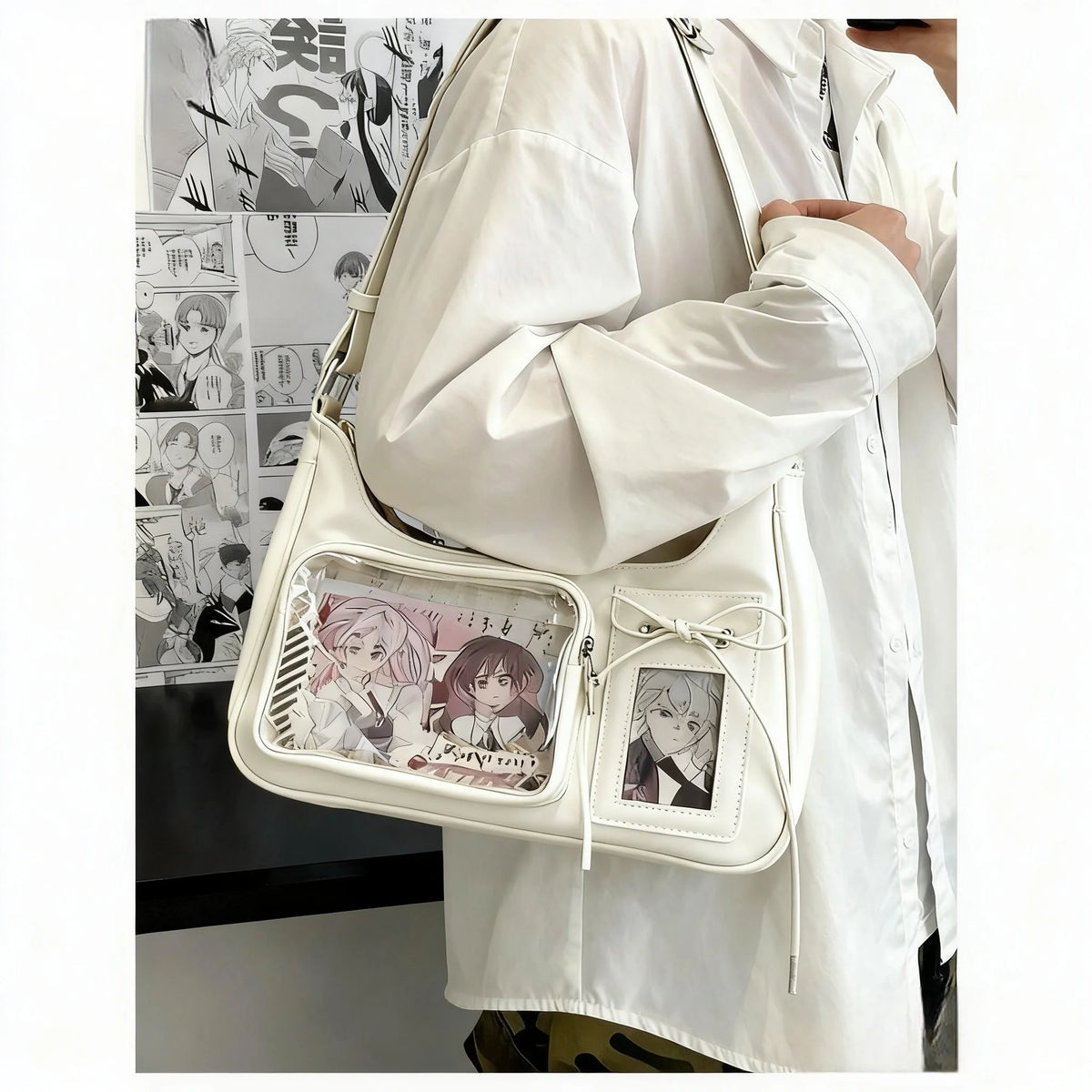 Y2K Harajuku Transparent Ita Shoulder Bag – Korean Preppy Crossbody Purse
