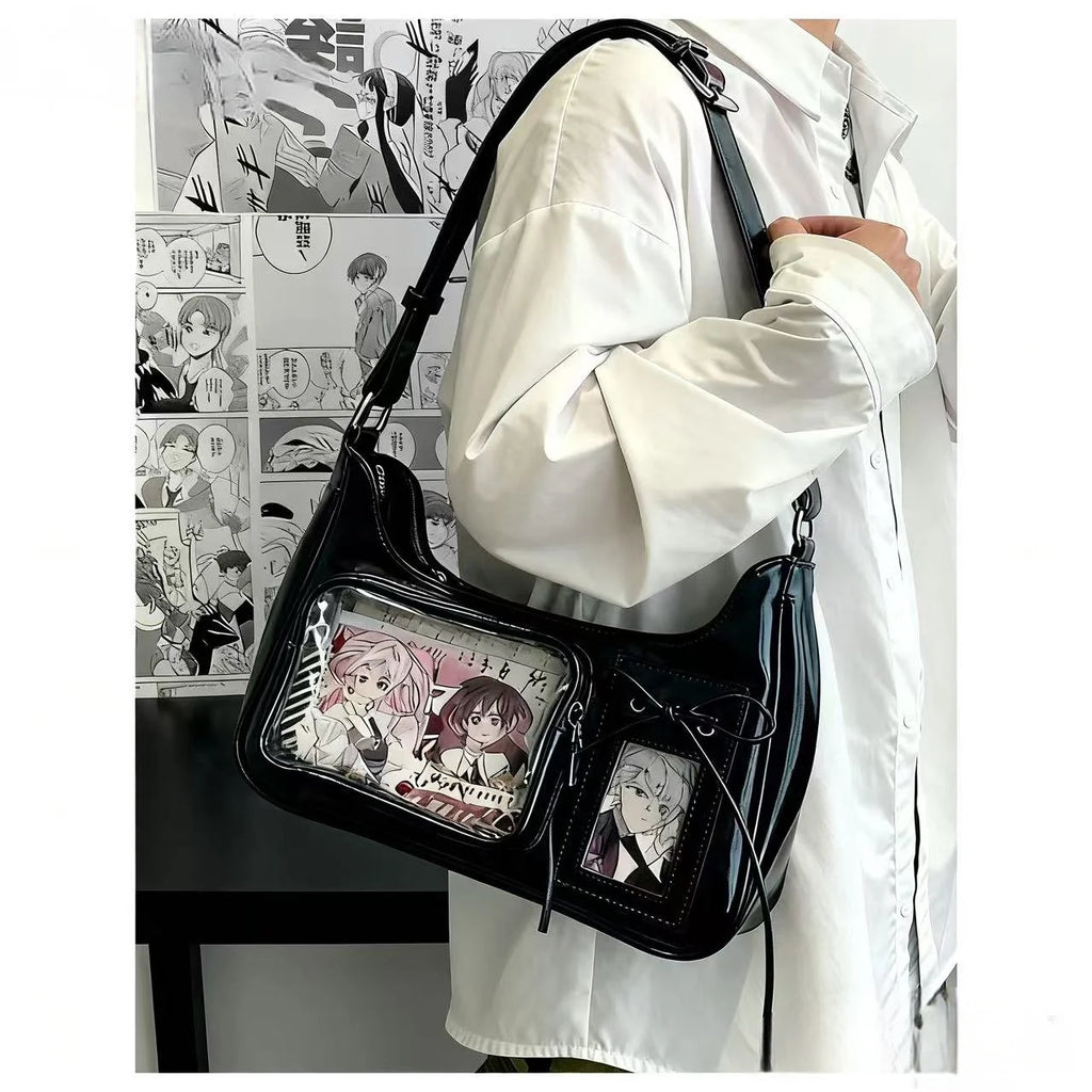 Y2K Harajuku Transparent Ita Shoulder Bag – Korean Preppy Crossbody Purse
