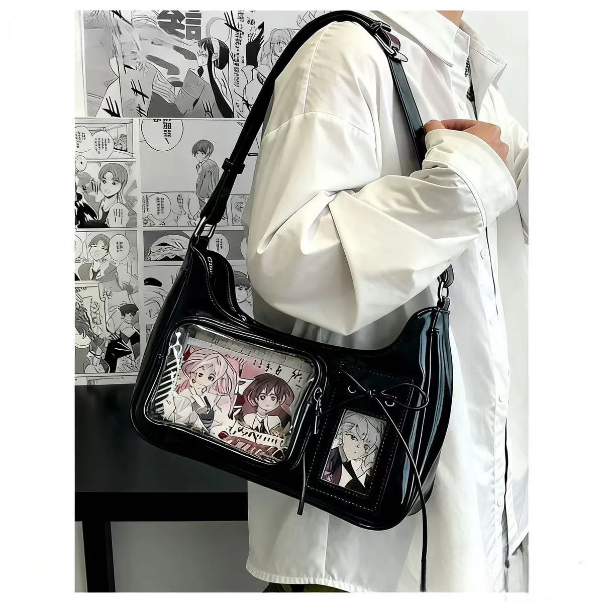 Y2K Harajuku Transparent Ita Shoulder Bag – Korean Preppy Crossbody Purse